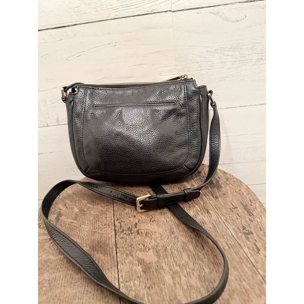 MICHAEL KORS Julia Women MK MD Messenger Bag Purse Black Leather Gold 38H8XJQM2L